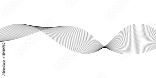 Modern isolated curved smooth background. Stripes curved blended background. Abstract wavy black thin background. thin wavy background. EPS 10. 