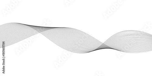 Modern isolated curved smooth background. Stripes curved blended background. Abstract wavy black thin background. thin wavy background. EPS 10. 