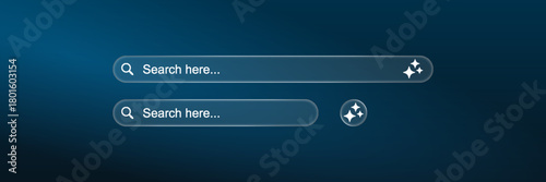 Search bar user interface elements with glowing light effect for digital and web design vector illustration