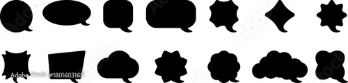 Set of black silhouette speech bubbles in various shapes for communication and dialogue design vector illustration
