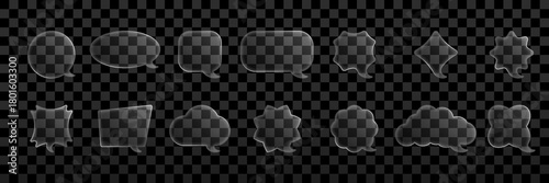 Transparent speech bubbles vector set with various shapes and rounded edges for communication design and message icons