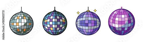 Shiny colorful disco balls for party and celebration. retro dance atmosphere