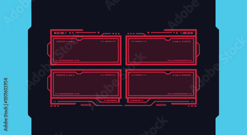 Red stream overlay twitch panel design for gaming broadcast setup editable vector