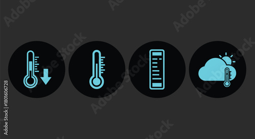 Temperature forecast icons for weather apps or science presentations