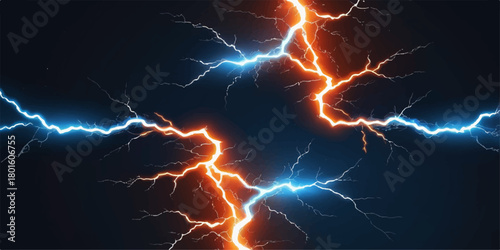An electric flash of lightning splits the night sky during a dangerous storm, displaying the raw power of nature in a blue and black fantasy illustration