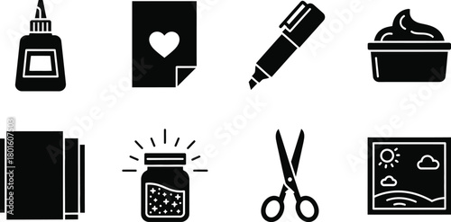 Craft supplies vector icons set diy art and craft design elements editable vector