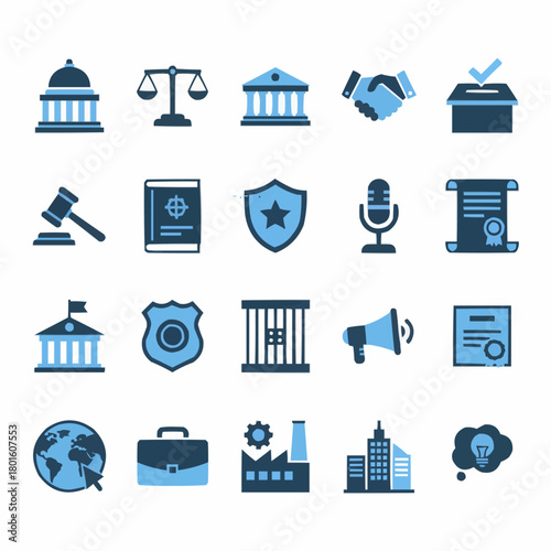 Government, Law, and Politics Dual-Tone Icon Set