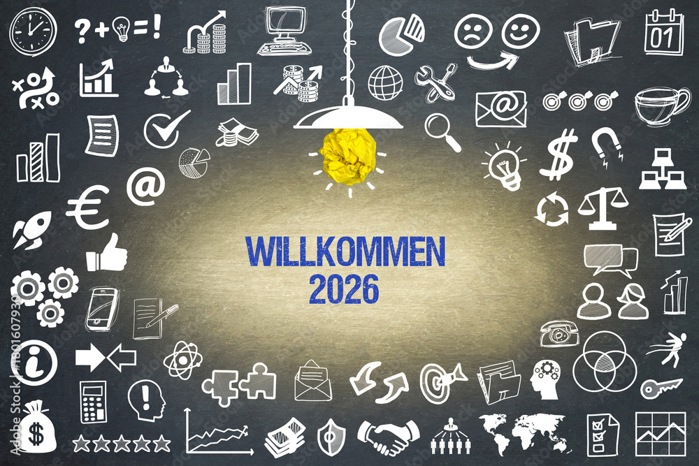 Fototapeta premium Willkommen 2026 