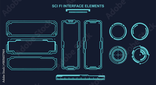 Futuristic hud interface elements vector design ui ux template kit editable vector