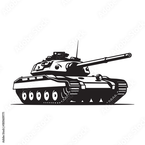 Military Tank Silhouette Vector Illustration – Armored Combat Vehicle Icon
