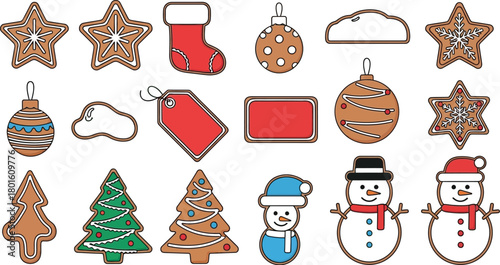 Christmas gingerbread cookies vector illustration holiday season editable vector