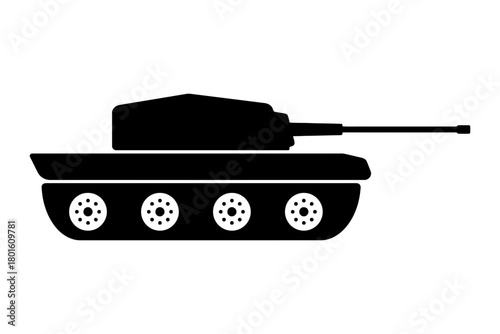 Military Tank Silhouette Vector Illustration – Armored Combat Vehicle Icon