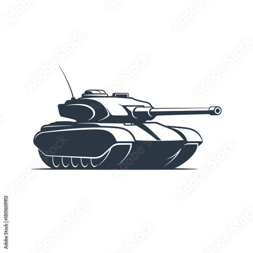 Military Tank Silhouette Vector Illustration – Armored Combat Vehicle Icon