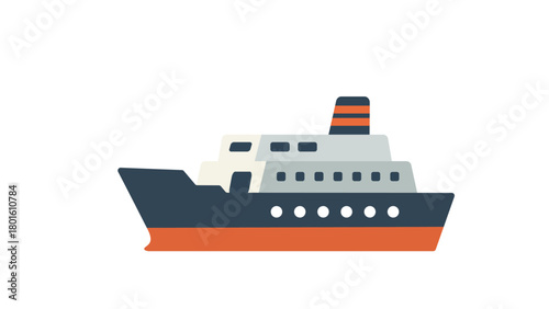 Passenger Ship Illustration Isolated on White Background