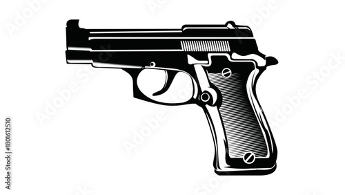 Vector illustration icon of isolated hand equipment: gun SR1