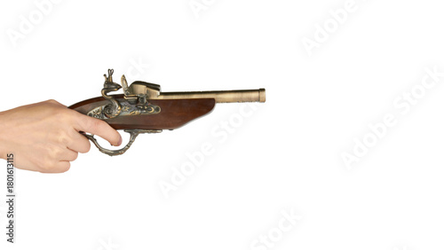 Vector illustration icon of isolated hand equipment: gun SR1