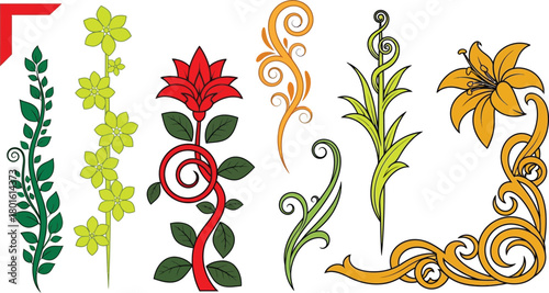 Vector floral design elements for graphic design and decoration editable vector