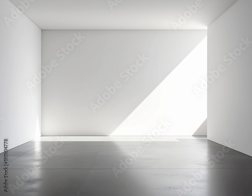 Wallpaper Mural Minimalist Architectural Sunlight Shadow Play White Wall Grey Floor Torontodigital.ca