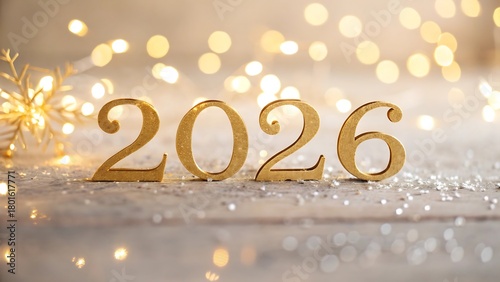 Golden 2026 with Festive Bokeh Lights