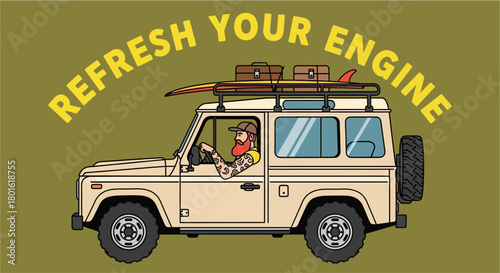 Adventure Awaits Refresh Your Engine with This Automotive Road Trip Illustration