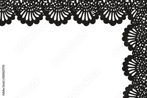 Tulle lace floral border pattern. Vector embroidery trim frame with botanical edges. Vintage rectangle ornament for wedding invitations or editorial design.