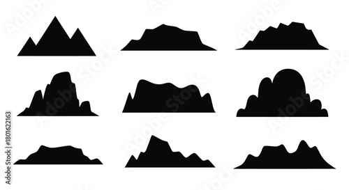 Diverse black mountain silhouettes for your next design project
