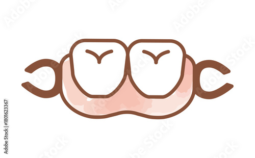 歯の矯正や部分入れ歯の介護イラスト Orthodontic Braces Illustration