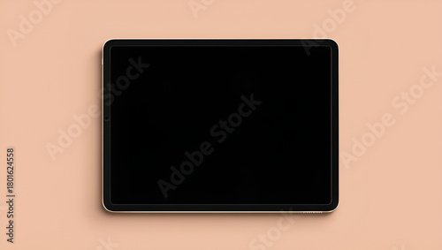 Blank Digital Tablet Screen on a Textured Peach Background, Ready for Content Creation or Display, Generative AI