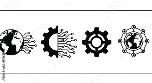Global technology and innovation symbols connecting earth and industry