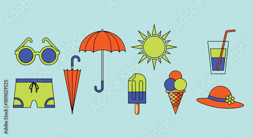 Summer vacation essentials vector illustration background design editable vector