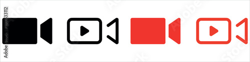 Ready to stream? Get creative with these modern video icons in black and red to enhance your content and grab attention now!