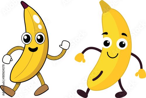 cute banana cartoon, yellow fruit illustration, tropical fruit vector, healthy food artwork, adorable fruit character, summer food clipart, children fruit drawing, funny banana design, kawaii fruit ar