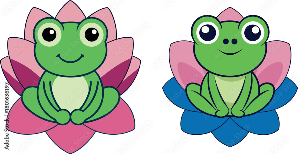 Obraz premium cute frog cartoon, green frog illustration, amphibian animal vector, funny frog character, adorable frog clipart, nature wildlife art, pond frog drawing, cartoon kids design, frog animal artwork, chil