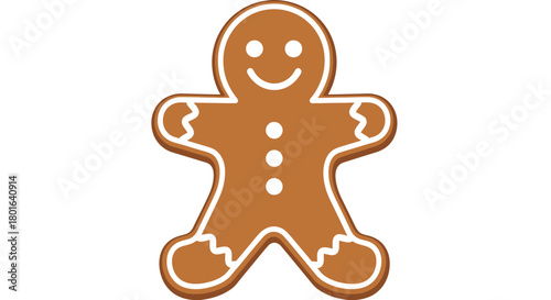 A cheerful, freshly baked gingerbread man cookie, beautifully adorned with classic white icing details, evokes the warmth and festive spirit of the holiday season.