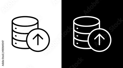 Upload Database  White Icon Set Design
