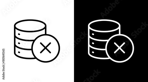 Cancel Database  White Icon Set Design