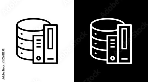 Database Library  White Icon Set Design