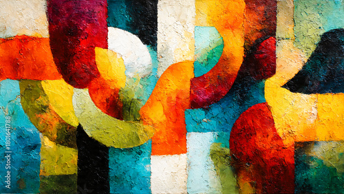 Peinture moderne abstraite coloré géométrique