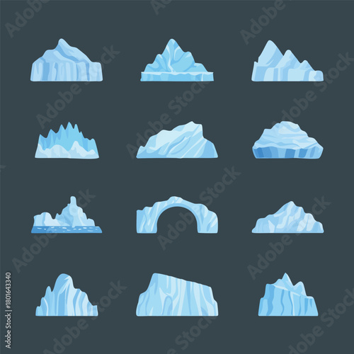 Iceberg Vector Set Arctic Ice Floes for Winter Designs