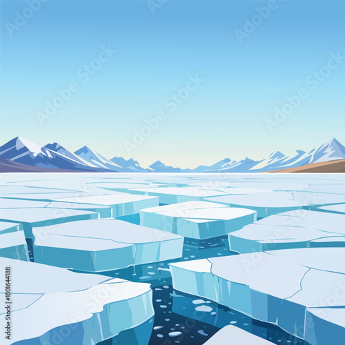 Arctic Ice Floes Landscape Illustration