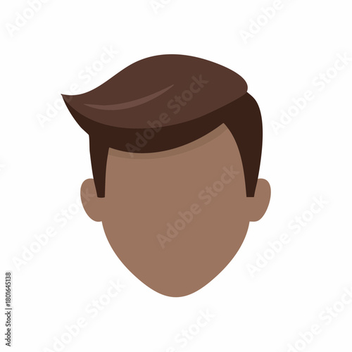 Abstract illustration of a stylized head with brown hair and skin tone