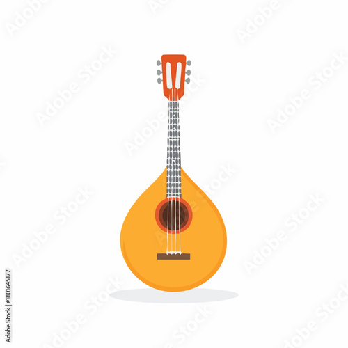Stylized Vector Illustration of a Mandolin Musical Instrument