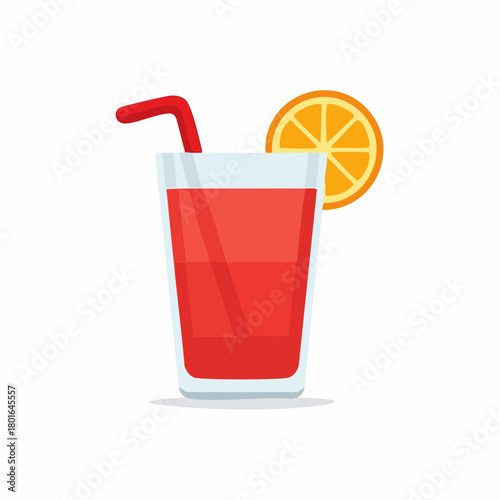Refreshing Red Drink with Orange Slice and Straw Summer Beverage Illustration