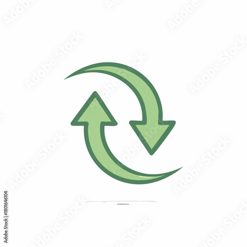 Green curved arrows in a circular motion symbolizing repetition or refresh
