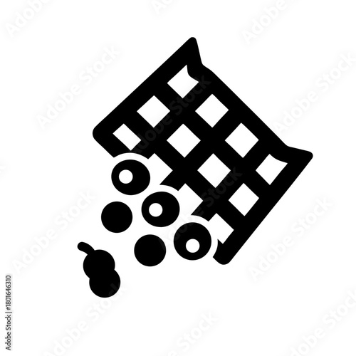 Vector icon depicting collection net losing contents