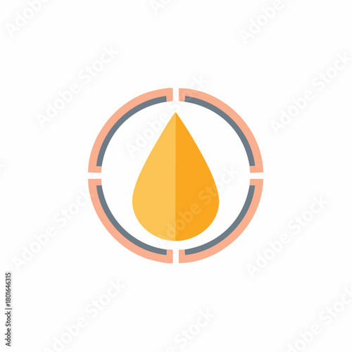 Geometric abstract droplet icon symbol with circular frame elements