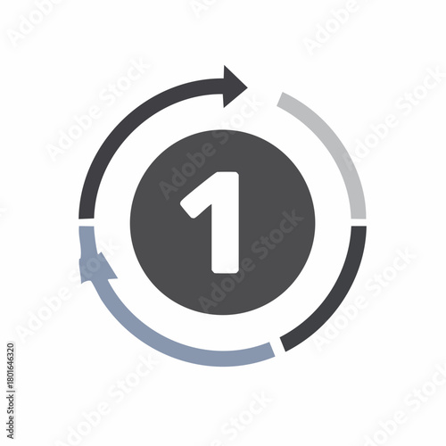 Circular arrow graphic with the number 1 in the center, signifying a step or starting point.