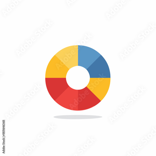 Colorful pie chart graphic with distinct segments and a central hole creating a modern infographic element Free Download Colorful pie chart graphic with distinct segments and a central hole creating a modern infographic element - GFXLoad