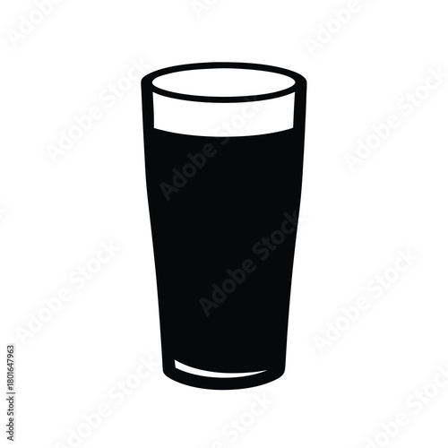 Simple silhouette graphic of a tall glass with liquid
