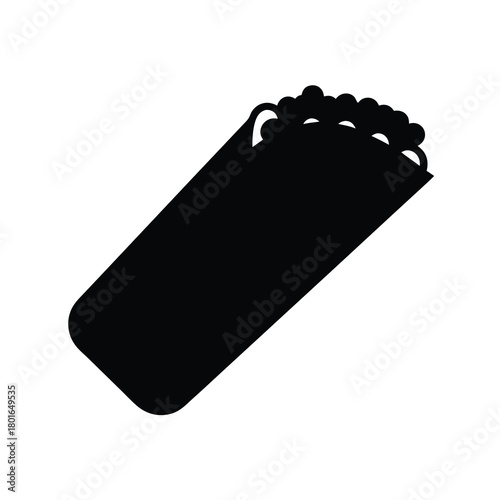 Silhouette of a delicious burrito or savory wrap icon